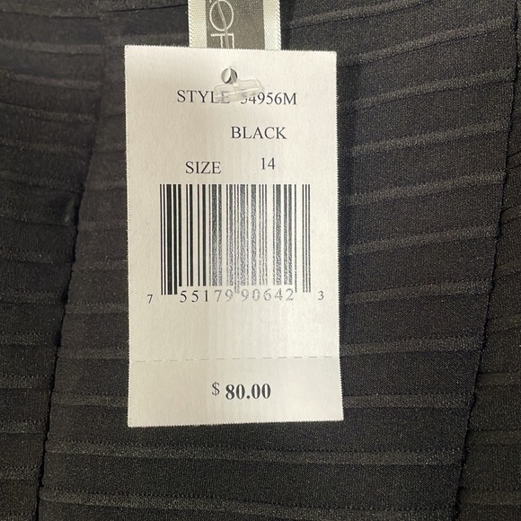 Julian Taylor New York Black Ribbed A-Line Dress Quarter Sleeves | Size 14 NWT - Picture 5 of 14